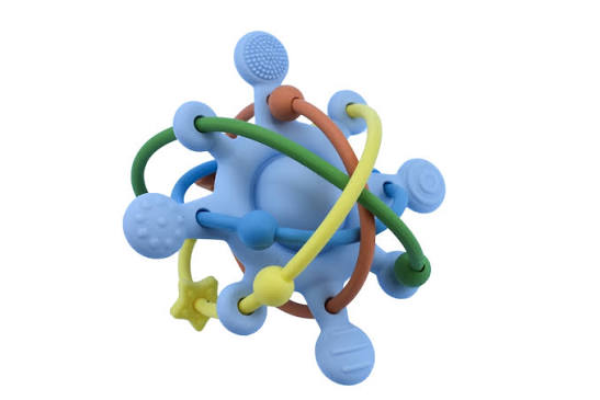 Silicone Sensory Space Rattle Teether Asst Colours 4m+