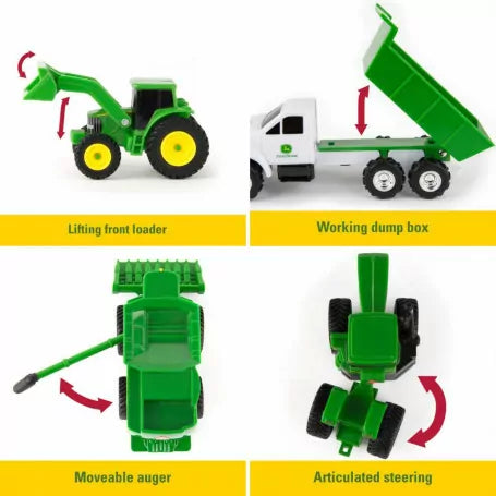 Tomy John Deere 4pc Carded Vehicle Set - Tractors &amp; Utes