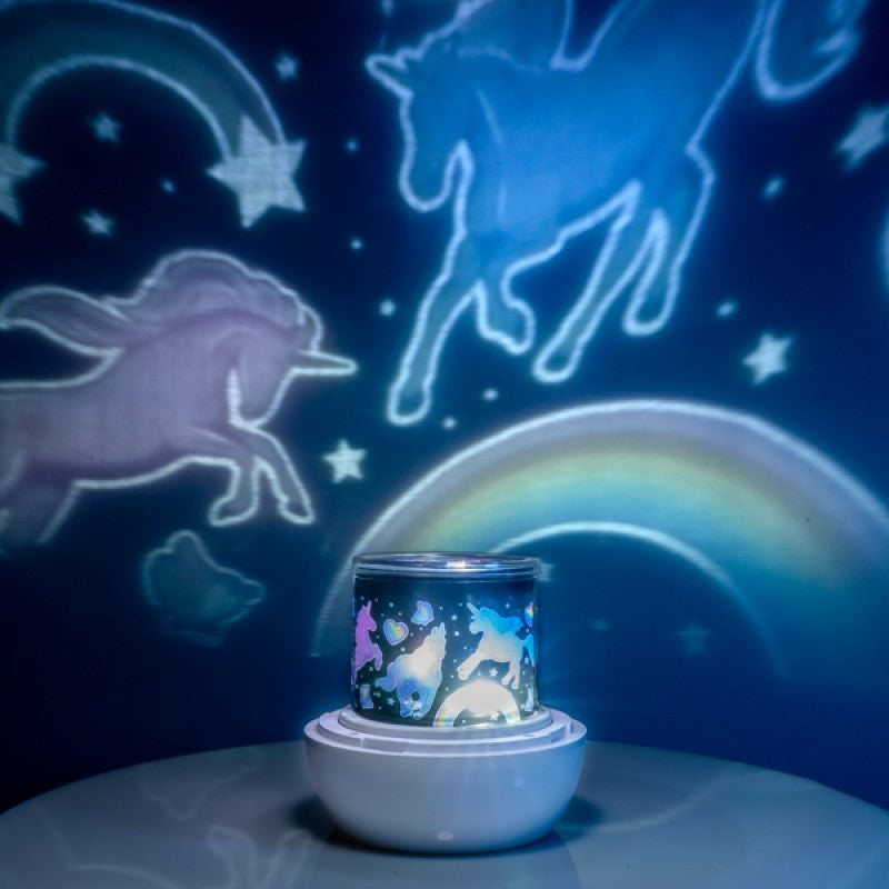 Lil Dreamers Lumi Go Round Rotating LED Projector Night Light UnicornUSB or req 3 x AA batteries