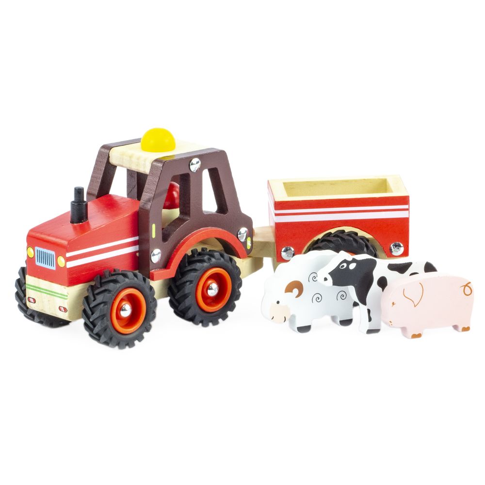 Majigg Wooden Tractor &amp; Trailer Assorted Colours