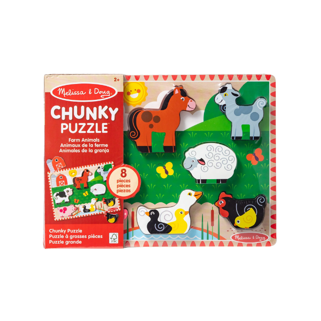 M&amp;D3723 Wooden Chunky Puzzle Farm Animals