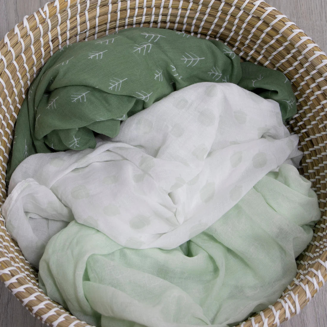 Bubba Blue Nordic 3pk Muslin Wraps Avocado/Forest 120cm x 120cm