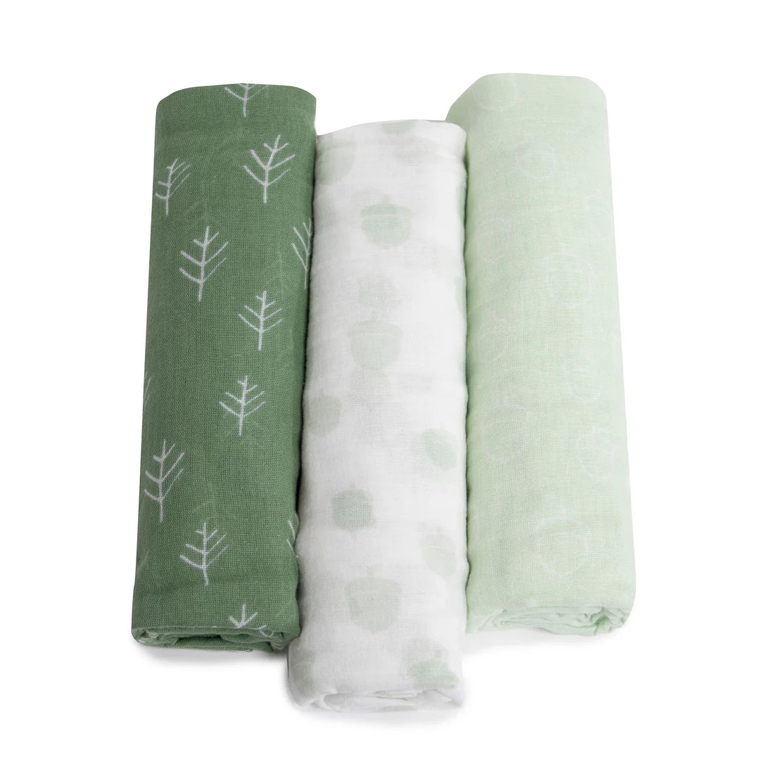 Bubba Blue Nordic 3pk Muslin Wraps Avocado/Forest 120cm x 120cm