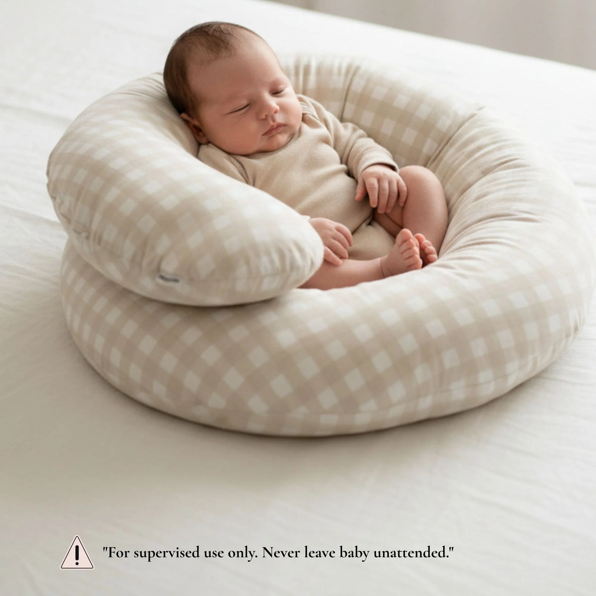 Babystudio The Ultimate Body Pillow - Gingham Beige