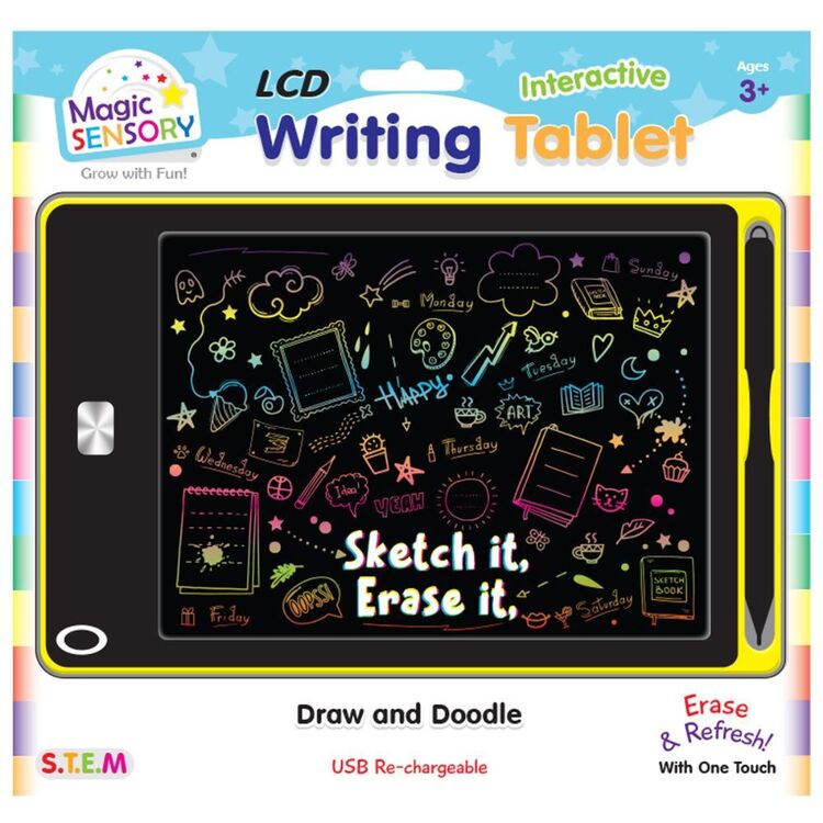 Magic Sensory LCD Interactive Writing Tablet USB Re-chargeable Draw &amp; Doodle Yellow