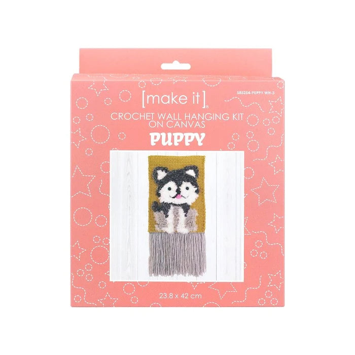 Make It Crochet Wall Hanging Kit On Canvas Puppy