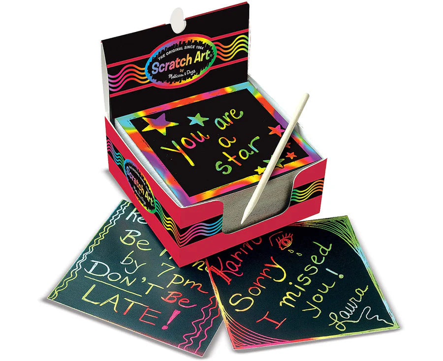M&D5945 Rainbow Scratch Art Notes 125 Pages + Wooden Stylus