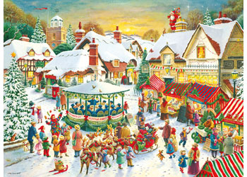 RB00040-2 Christmas Collection No1 The Christmas Market / Santa&#39;s Christmas Supper 2 x 500pc Puzzle