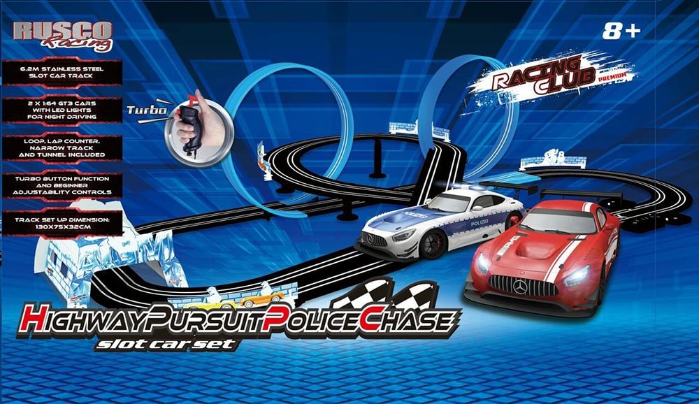 Top Racer Highway Pursuit Police Chase Slot Car Set