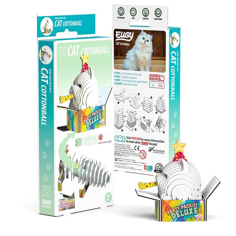 Eugy Cardboard Model Kit Cat - Cottonball