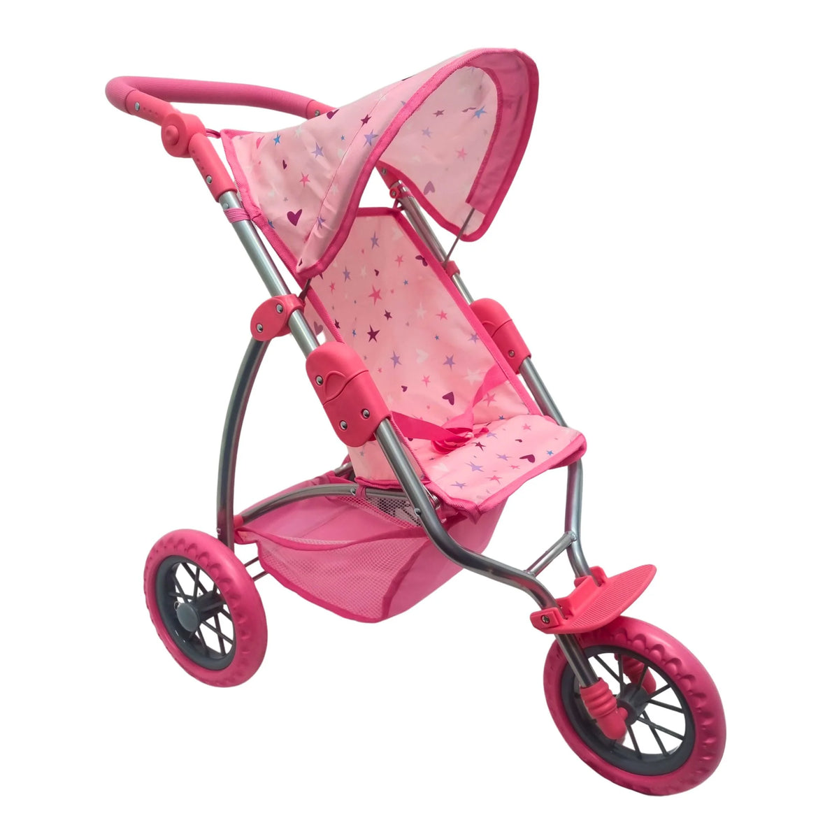 Playworld 3 Wheel Jogger Doll Stroller Pink with Stars Design