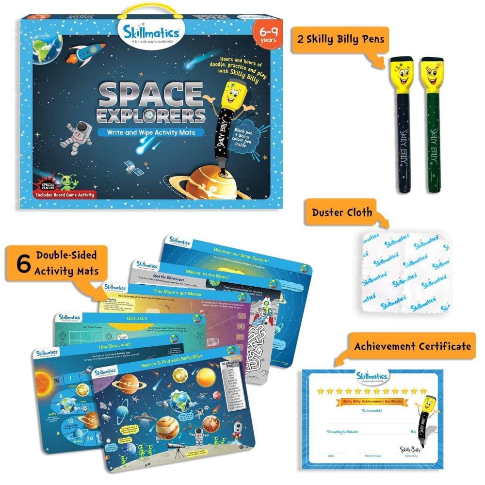 Skillmatics Space Explorers Write and Wipe Activity Mats