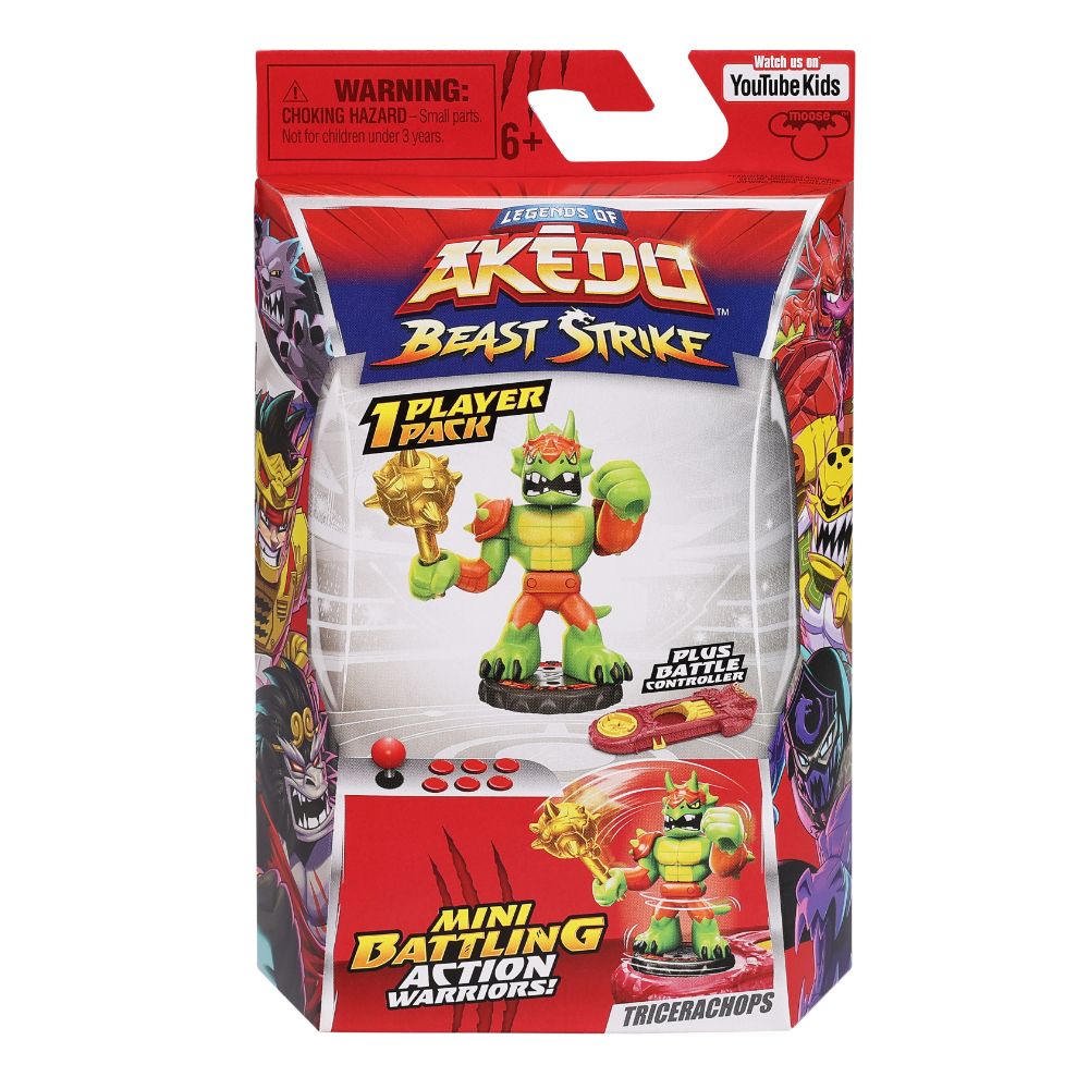 Akedo S5 W1 Single Pack Mini Battling Action Figure Tricerachops