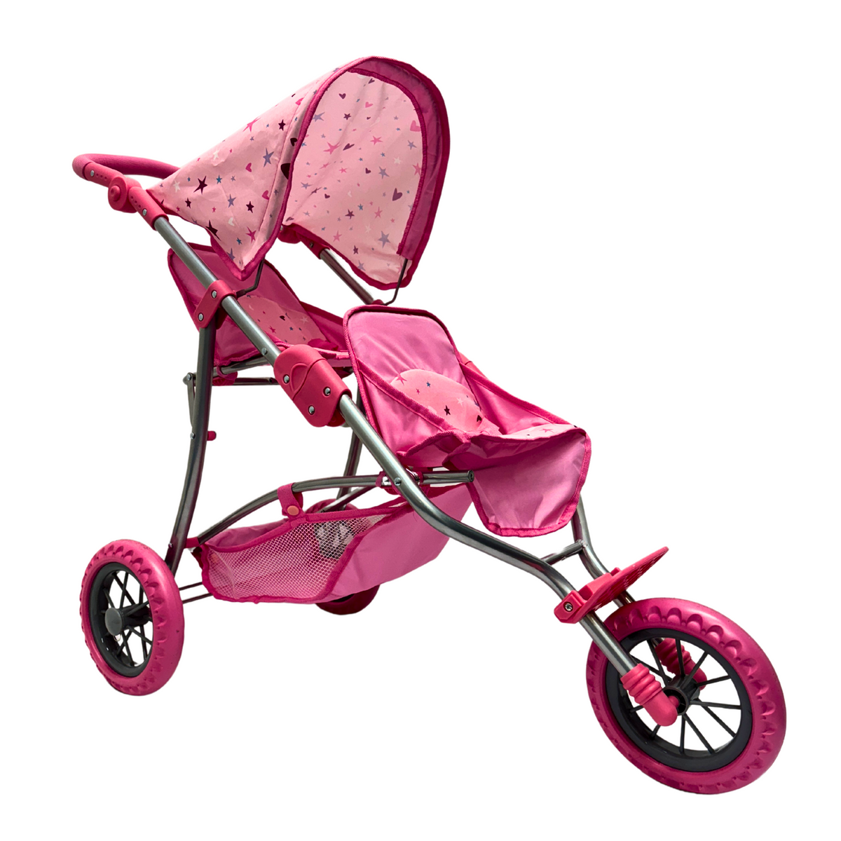 Playworld 3 Wheel Doll Twin Jogger Pink with Stars Design