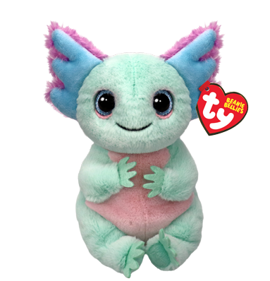 TY Beanie Bellies Regular Plush - Pastel Green/Purple Axolotl ALEX