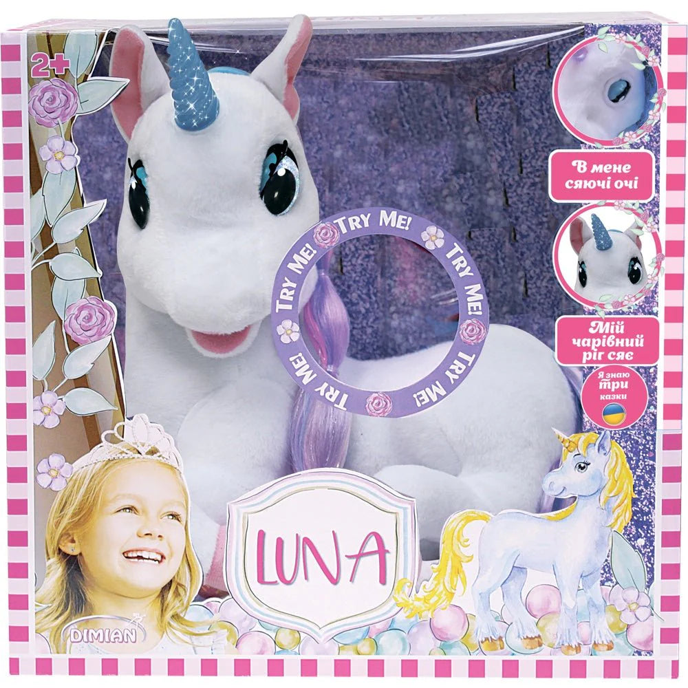 Bambolina Soft Plush 36cm Unicorn LUNA with 3 Fairy Tales