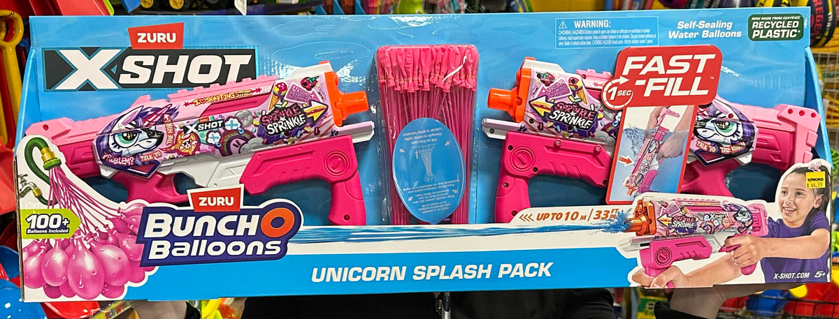 Zuru XShot Unicorn Splash Pack Fast Fill with 3 Pack of Bunch o Balloons