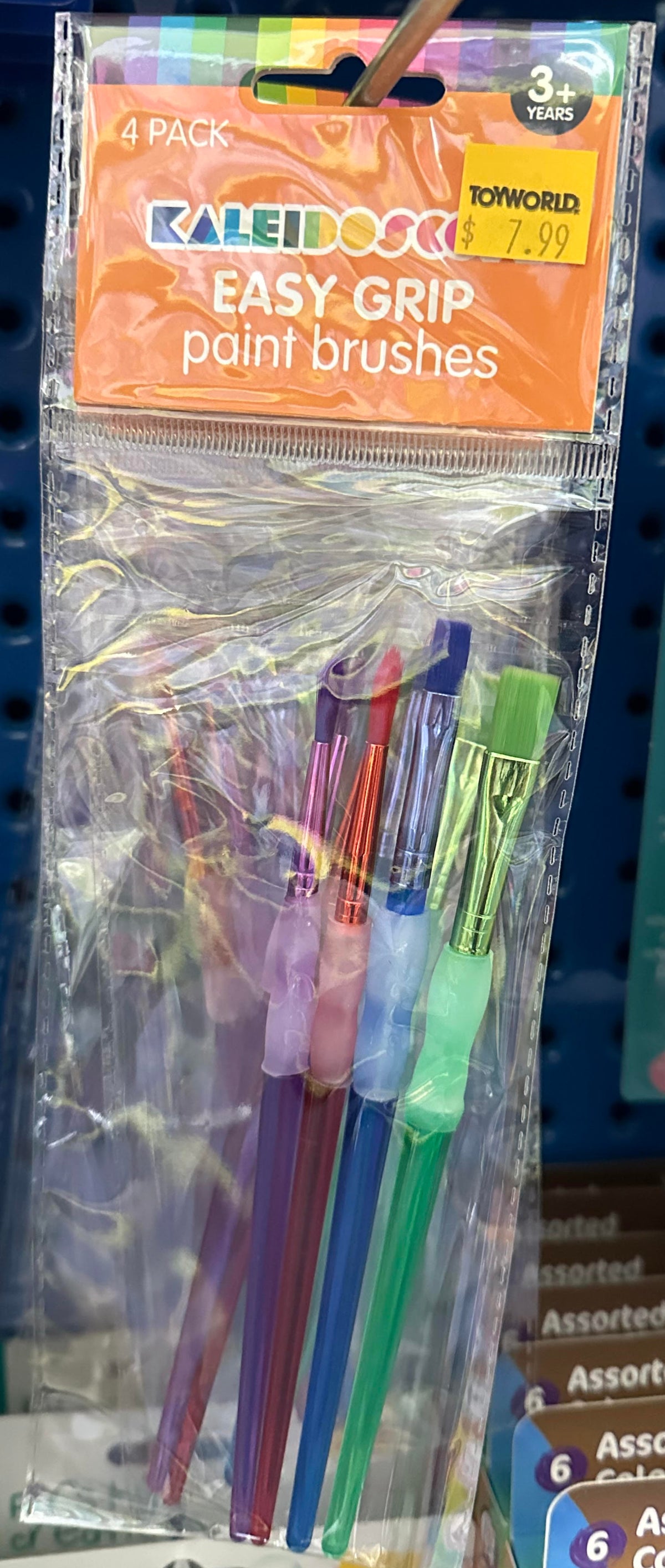 Kaleidoscope Easy Grip Paint Brushes 4pk