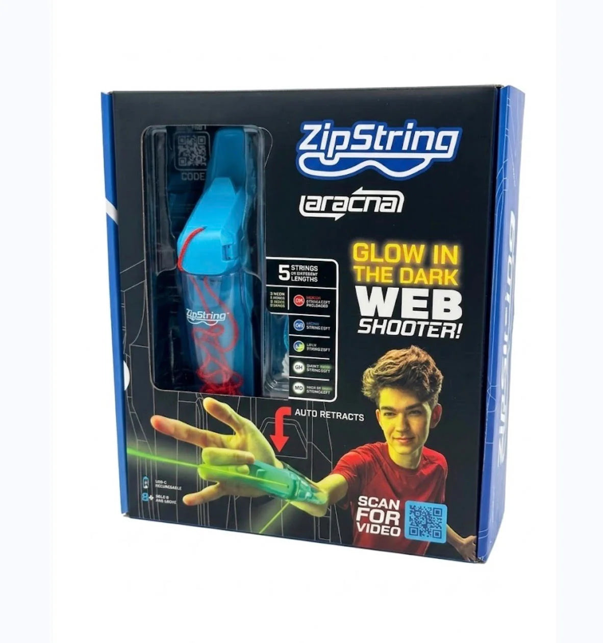 Zip String Aracna Glow in the Dark Web Shooter USB-C Rechargable