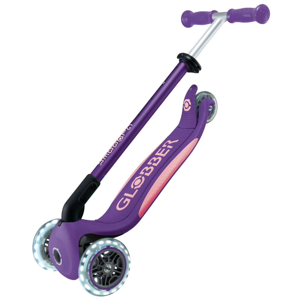 Globber Primo V2 Foldable Plus Lights 3 Wheel Scooter PURPLE