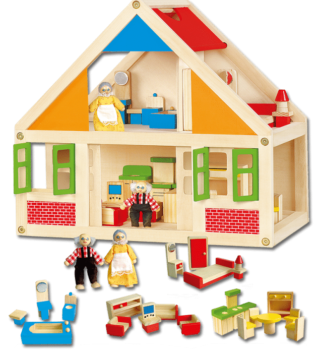Viga Wooden Doll House with Furniture