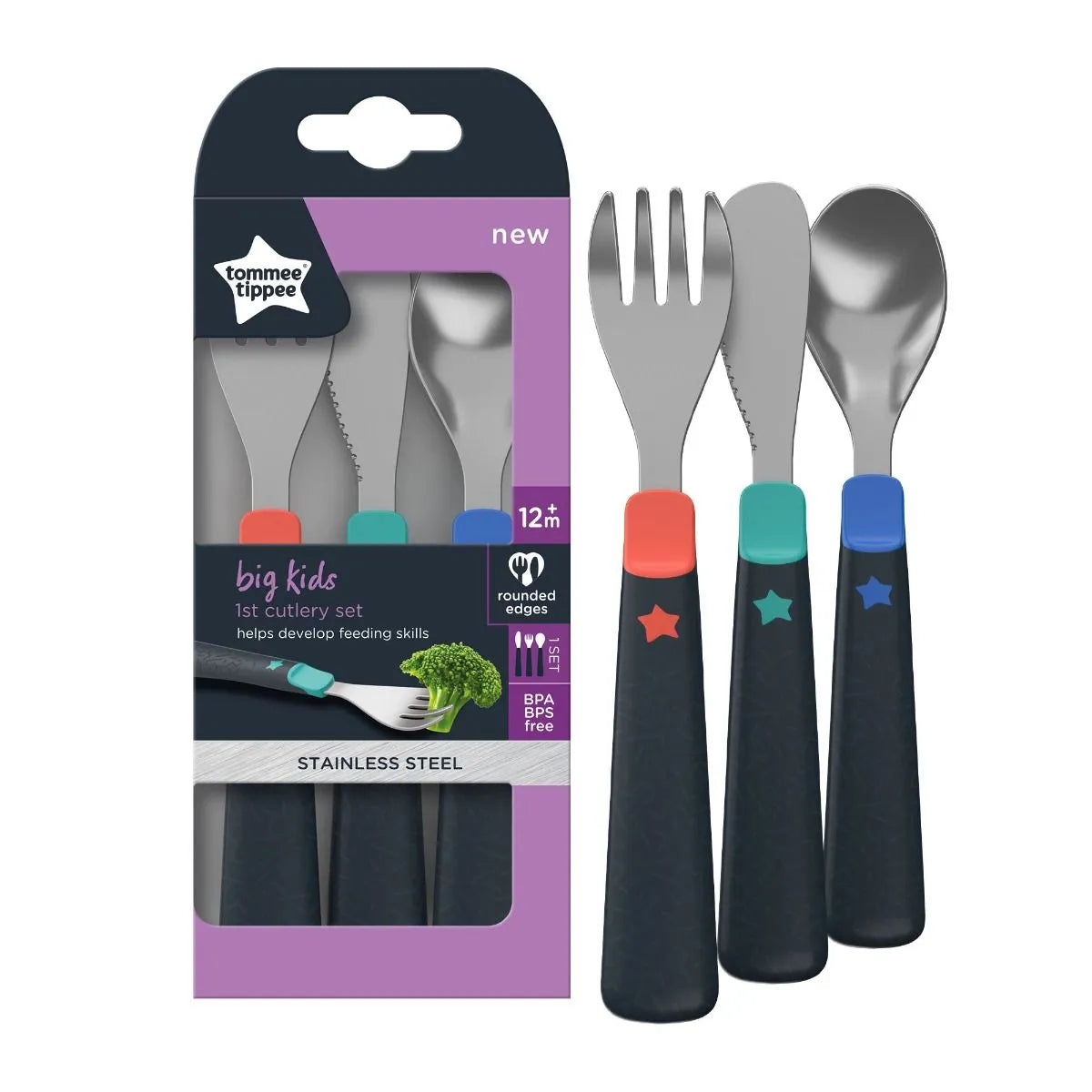 Tommee Tippee Big Kids 1st Cutlery Set Stainless Steel