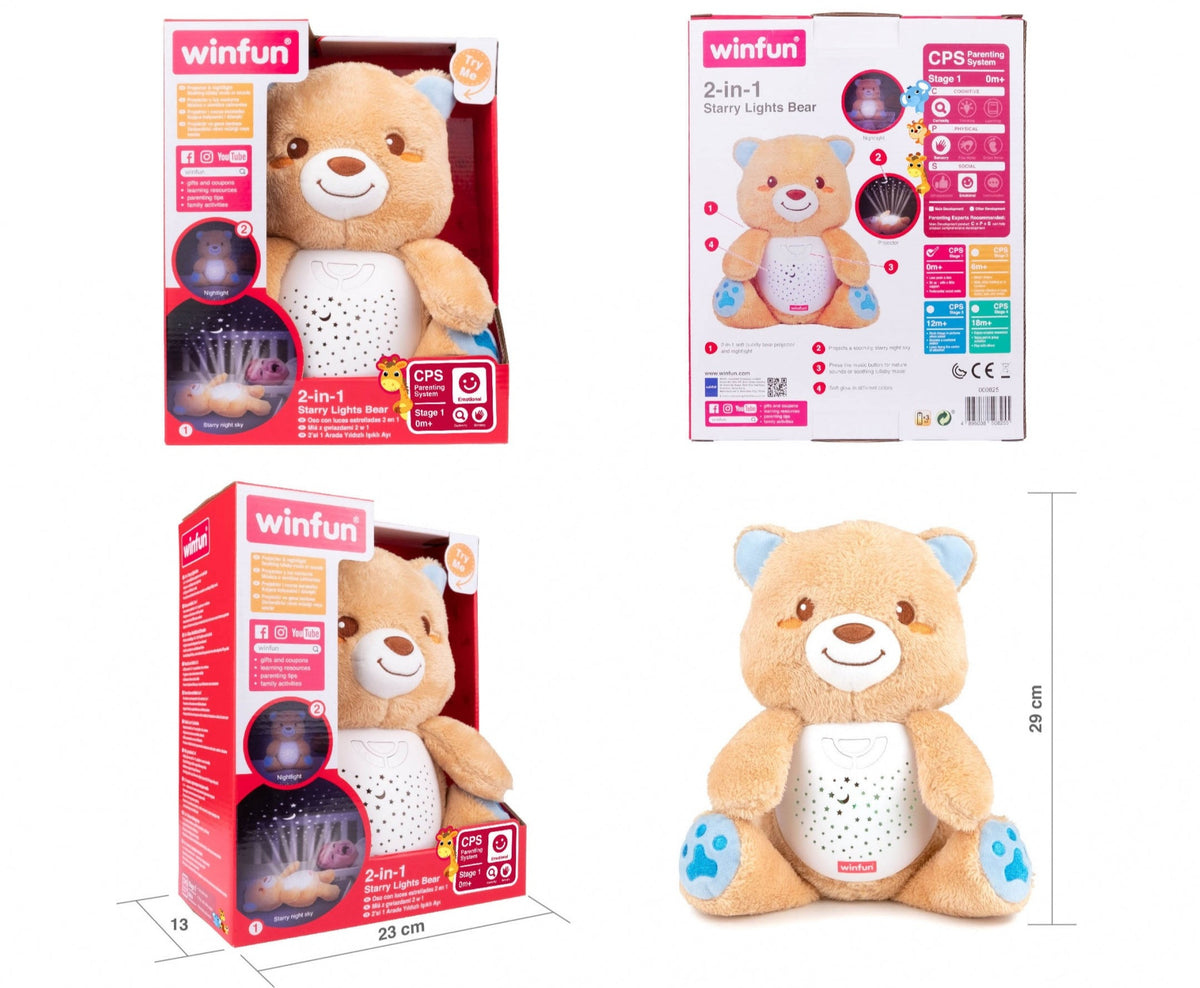 Winfun 2 in 1 Starry Lights Bear Projector &amp; Nightlight Batteries Included