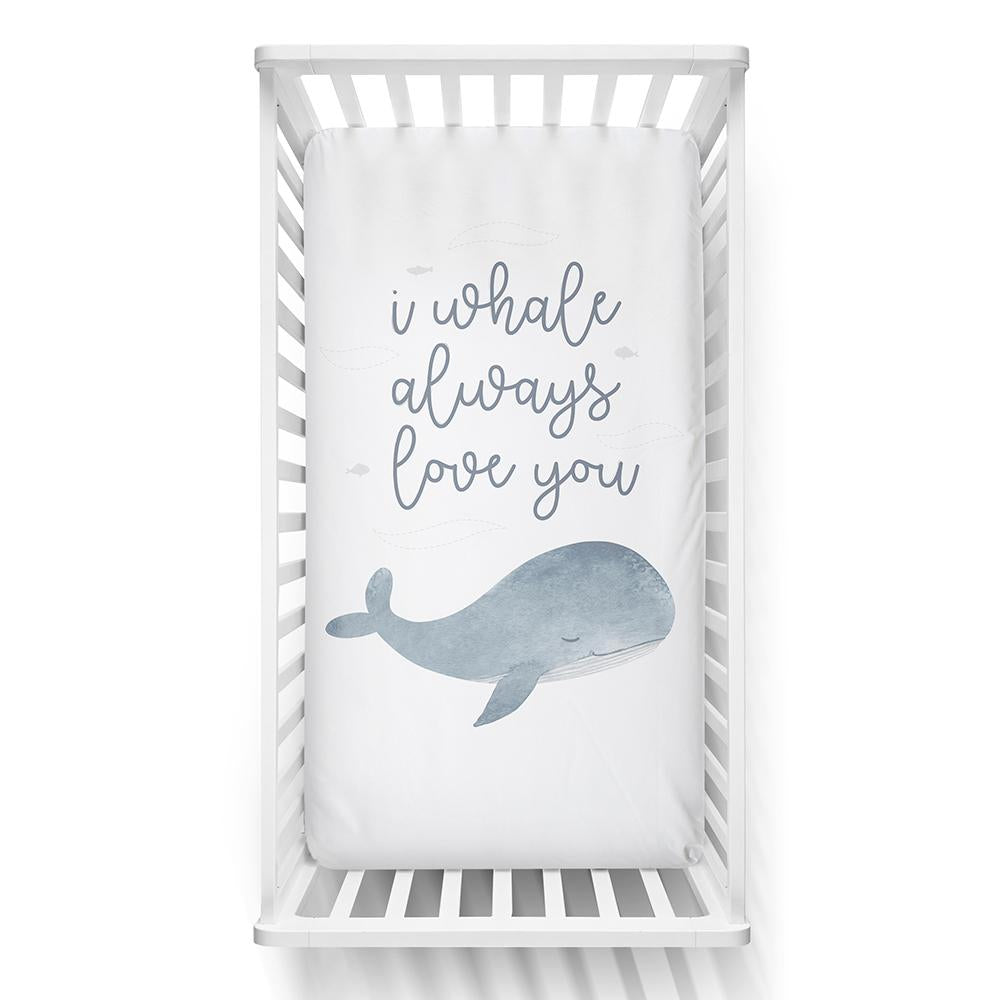 Cot Fitted Sheet Whale Love You Oceania