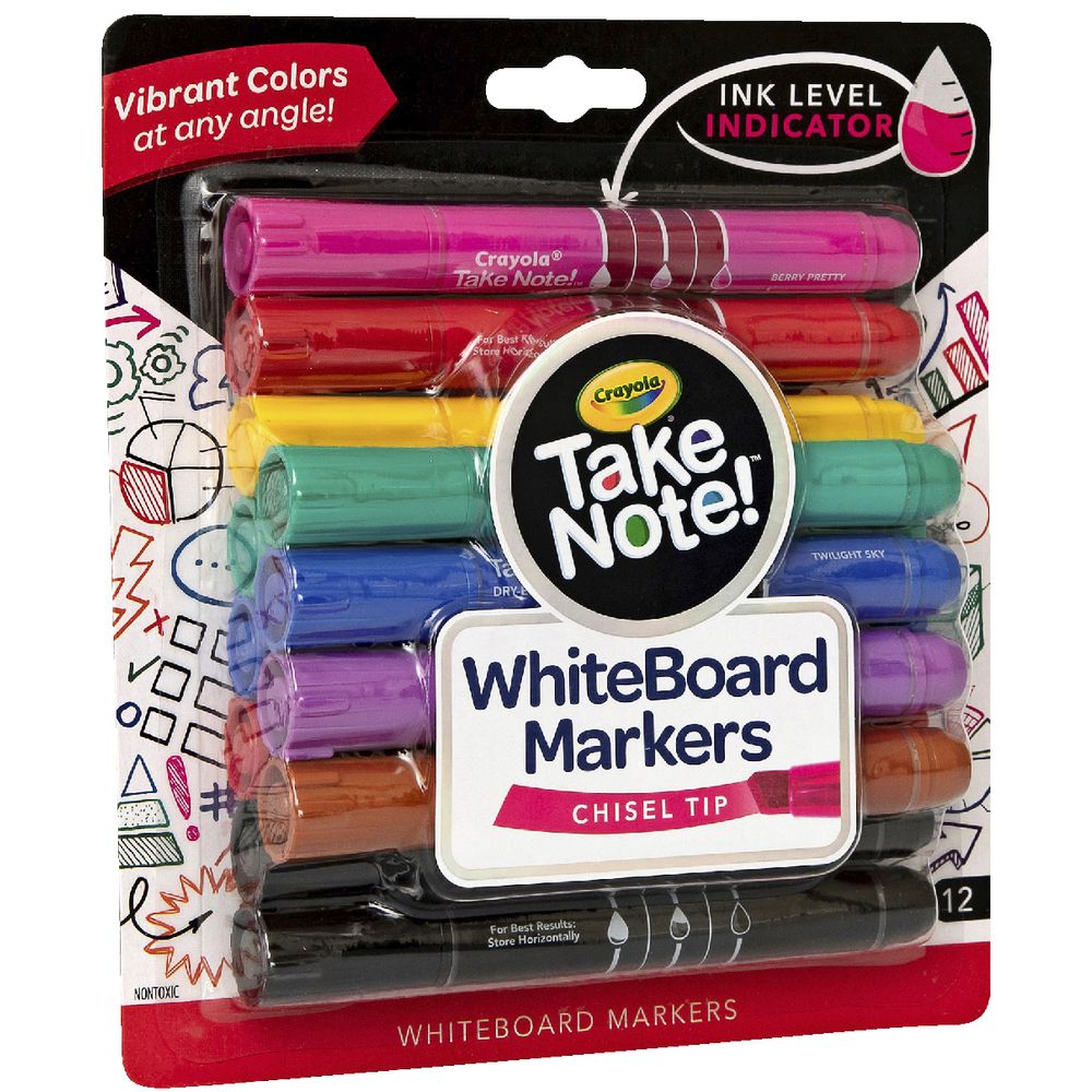 Crayola Chisel Tip Whiteboard Markers Asstd Take Note! 12pk
