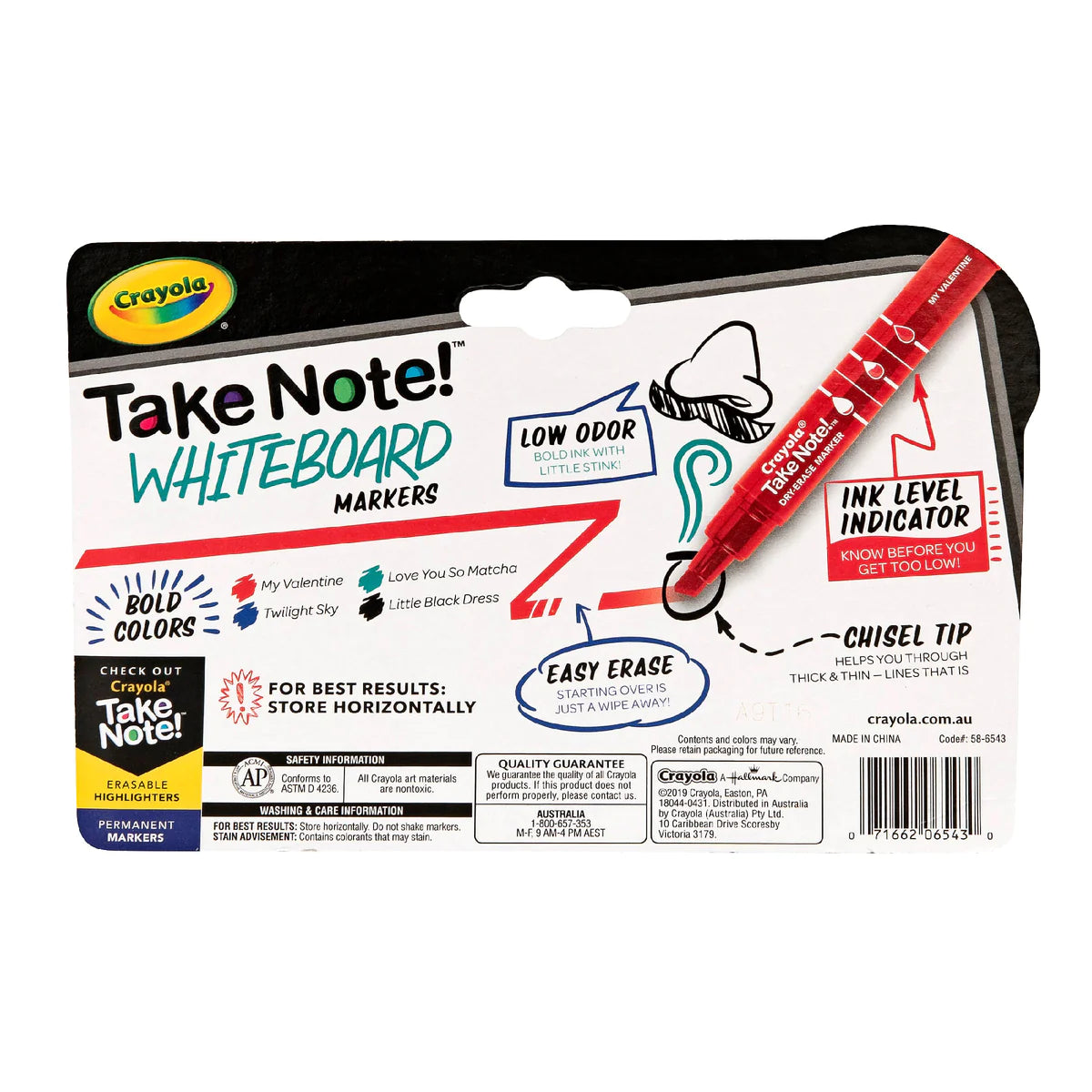 Crayola Take Note! White Board Fine Line Markers 4pk