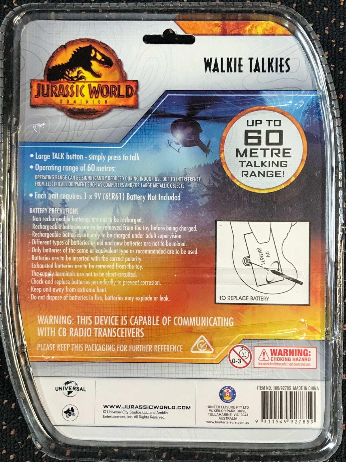 Walkie Talkie Jurassic World (req. 2 x 9v batteries)