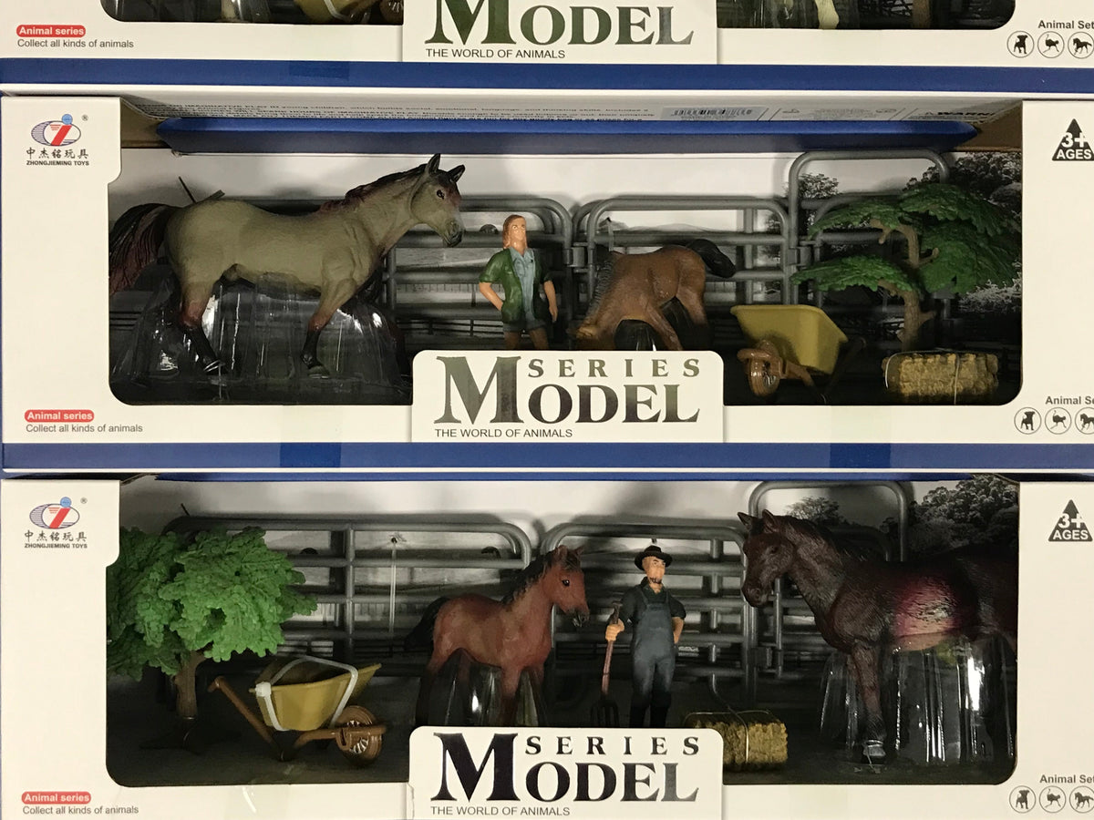 Model Series Farm Animals - Horse &amp; Foal with Figure &amp; Accessories Assorted