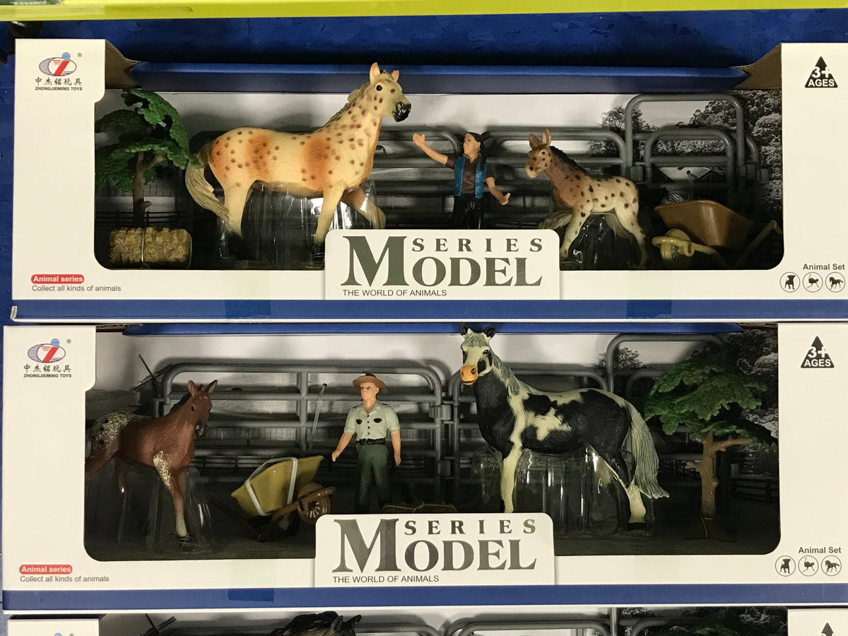 Model Series Farm Animals - Horse &amp; Foal with Figure &amp; Accessories Assorted