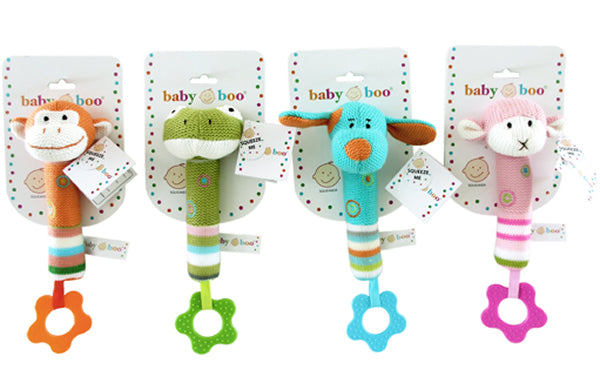 Baby Boo Knitted Squeaker Animals Assorted