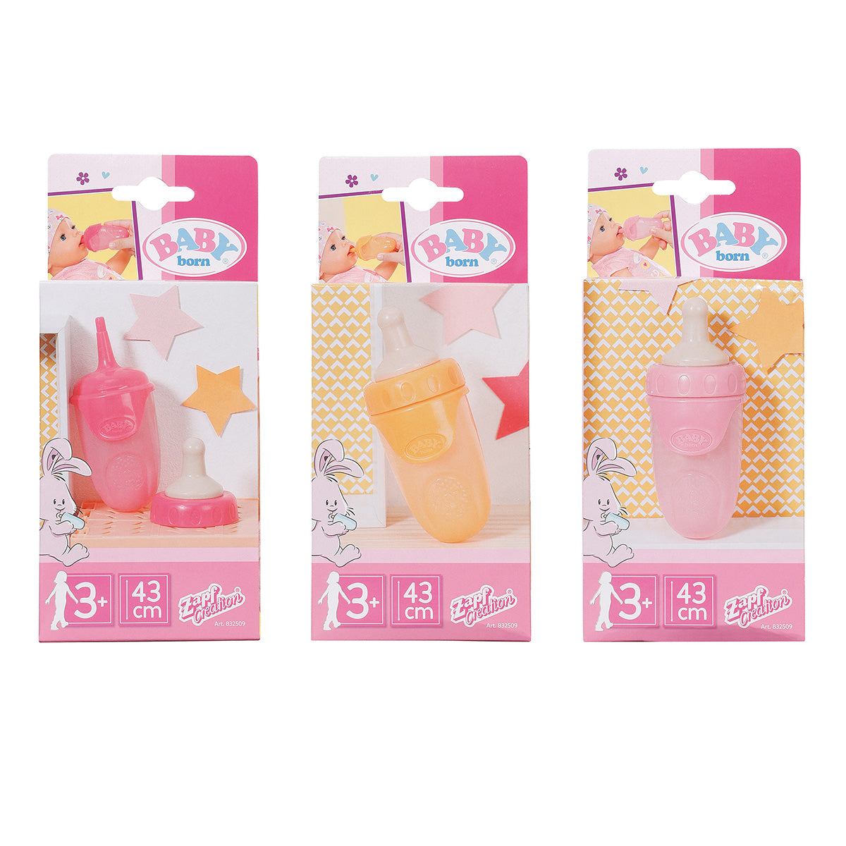 Baby Born Bottle with Cap 3 Asst Colours Boxed