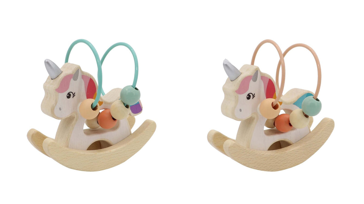 Wooden Unicorn Rocker With Beads