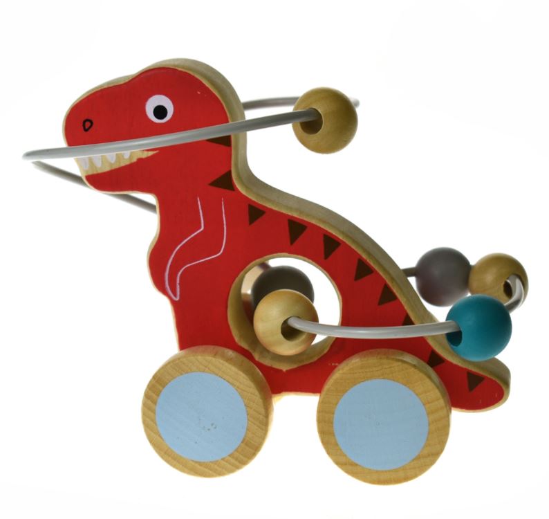 Wooden Dinosaur Bead Maze on Wheels asst