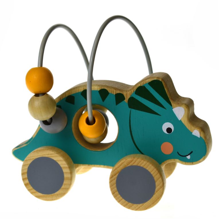 Wooden Dinosaur Bead Maze on Wheels asst