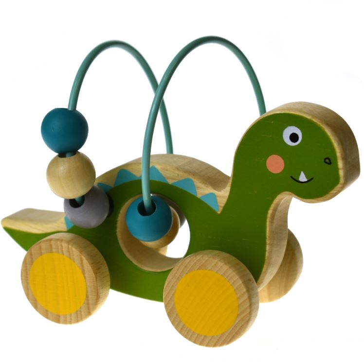 Wooden Dinosaur Bead Maze on Wheels asst