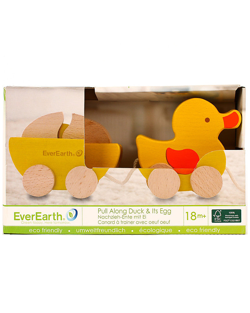 Wooden Pull Along Duck & Its Egg