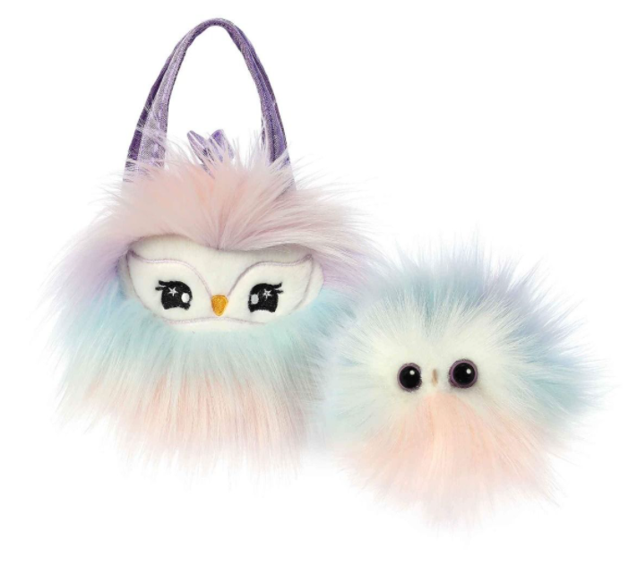 Fancy Pals Owl in Fluffy Pink Multi Bag