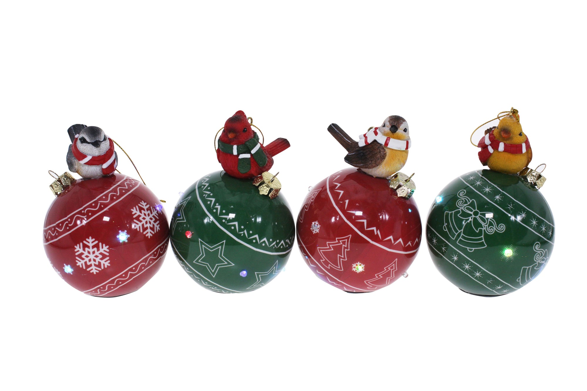 Christmas LED Baubles with Birds Asstd Designs Batteries Included